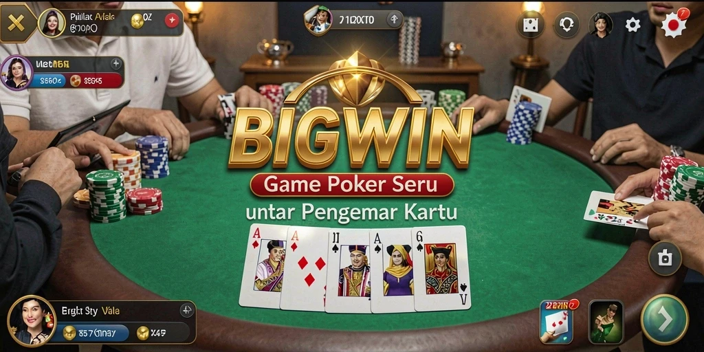 Screenshot gameplay BIGWIN menampilkan pengalaman Poker yang mendebarkan.