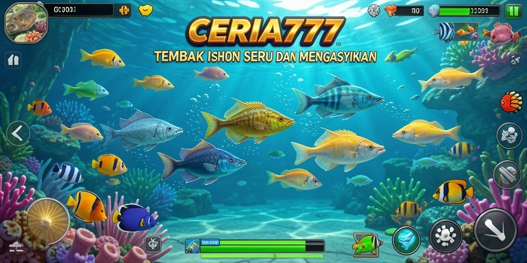 Tampilan gameplay CERIA777 yang seru dengan ikan berwarna-warni.