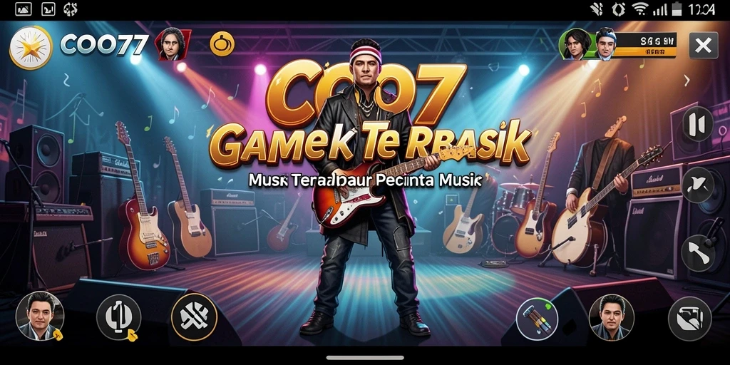 Screenshot menunjukkan gameplay seru dari COO77 dengan berbagai pilihan lagu.