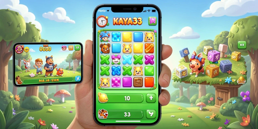 Tampilan gameplay KAYA33 yang menarik dalam permainan Match-3.