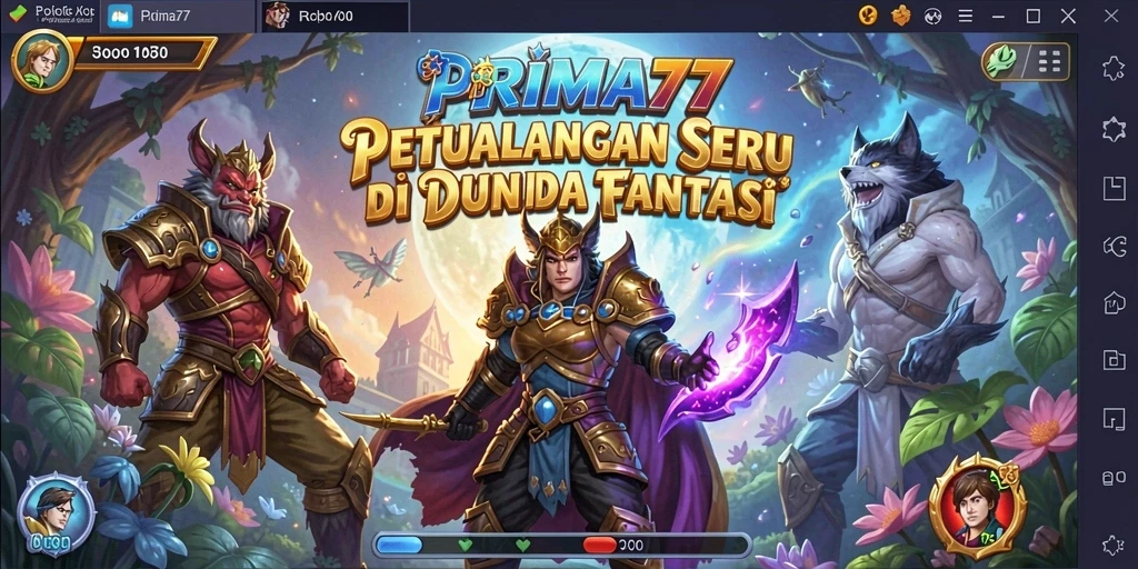 Tangkapan layar menunjukkan aksi seru dalam dunia petualangan PRIMA77.