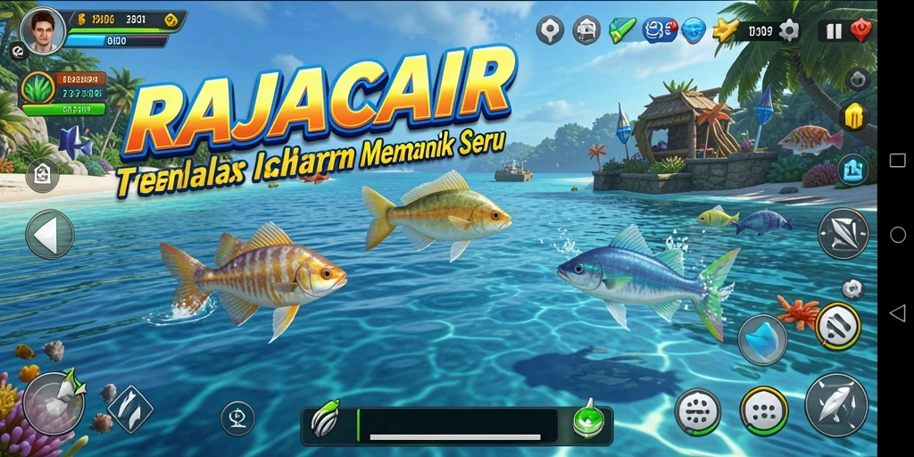 Screenshot gameplay RAJACAIR dengan suasana bawah laut yang menarik.